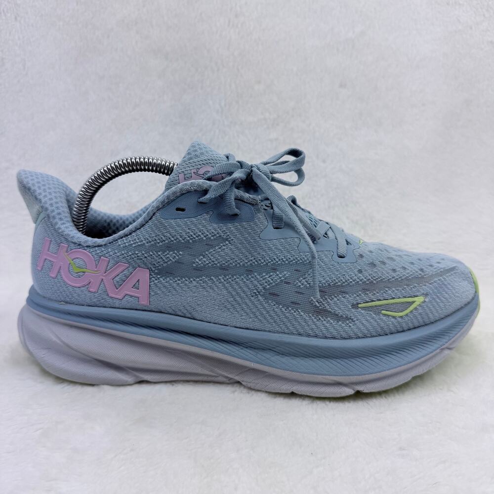 HOKA Clifton 9 Womens Running Shoes Gull Sea Ice Size 9.5 US Cushioned Sneakers